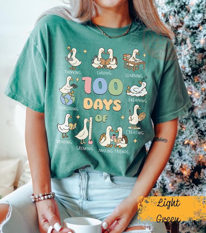 100 Days of School Goose Teacher TShirt, Cute Classroom Teacher Tee,