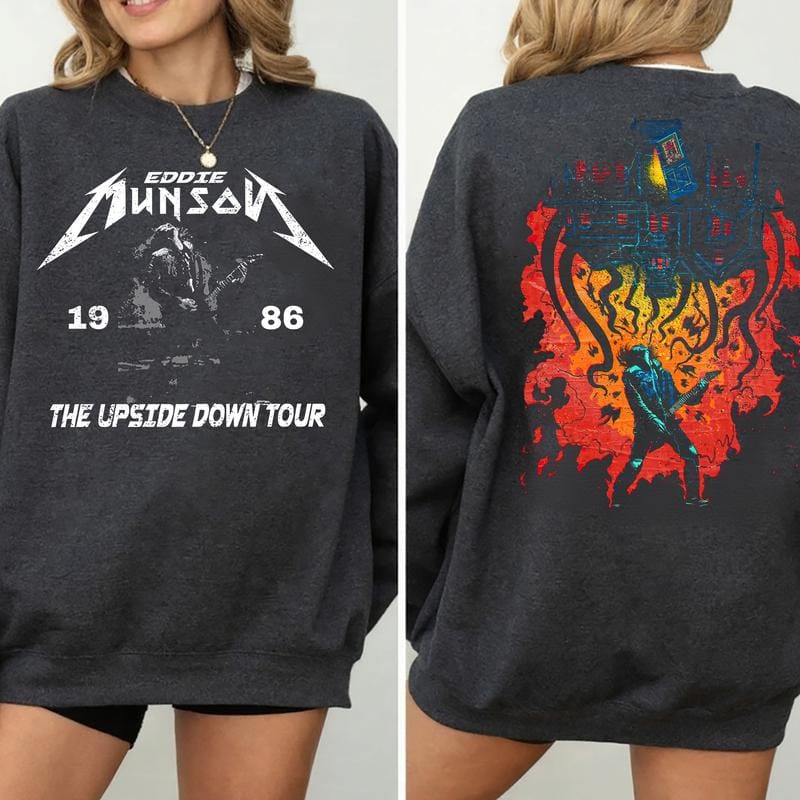Retro Eddie Munson 2 sides Shirt, Eddie Upside Down Graphic Sweatshirt, Hoodie