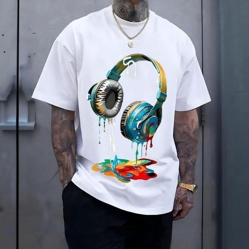 Classic Cotton Printed T-Shirt for Men Slim Fit Eco-Friendly Dyeing Soft Comfortable Versatile Streetwear Style Casual Menswear Top Jeans Original Pants Stylish Tshirt Tropical Shoe