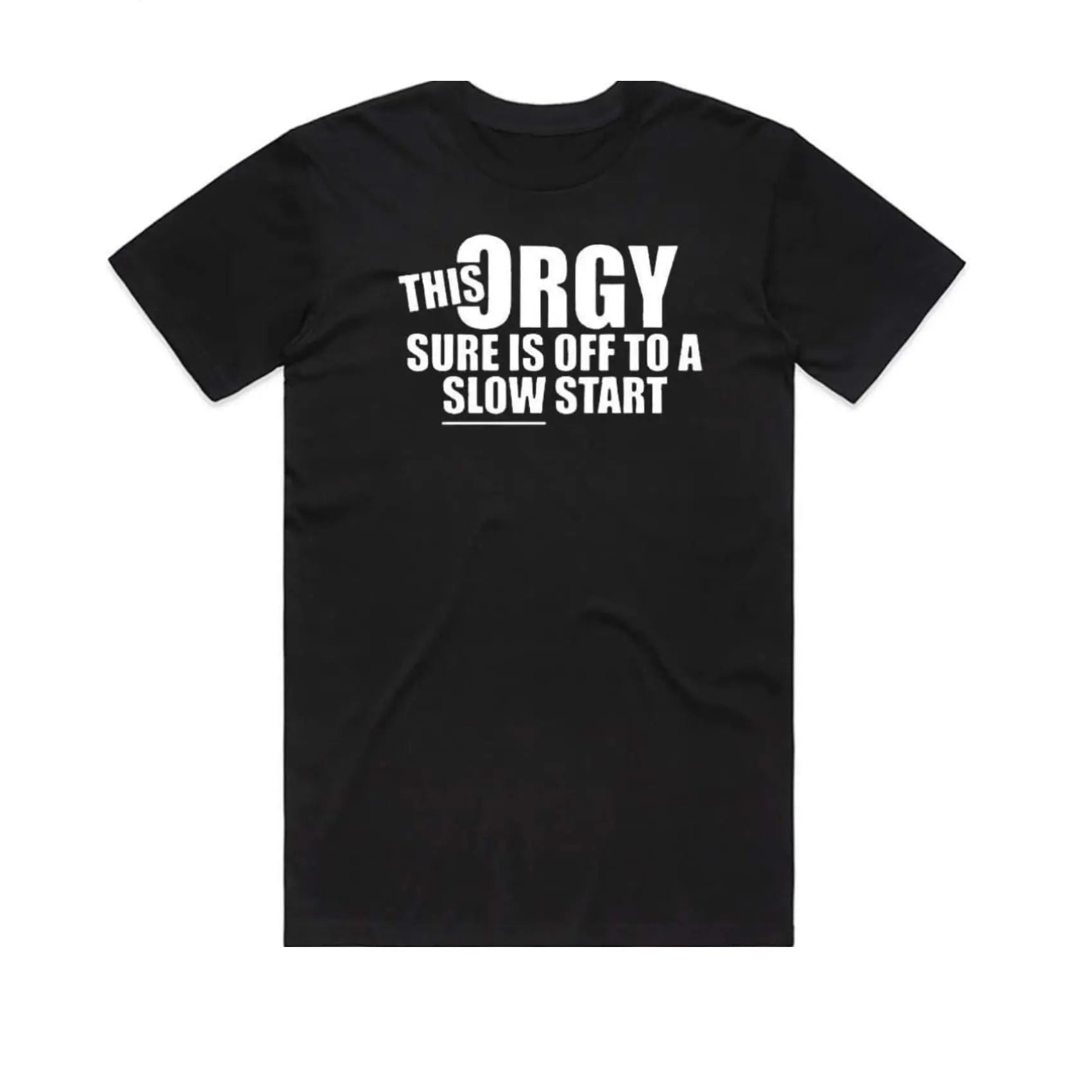 Awkwardly Hilarious: "This Orgy" Sarcastic Bold Graphic Party T-Shirt