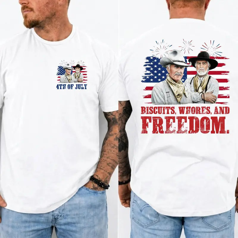 Patriotic Humor: 4th of July Western Cowboy T-Shirt Apparel