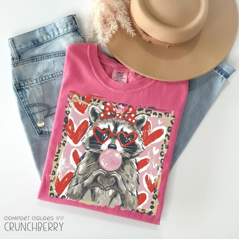 Raccoon T-shirt, Cute Raccoon Love Tee, Trendy Animal Valentine Gift