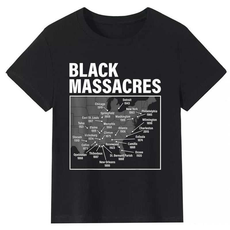 Black Massacres History Map Afro American Straggle Awareness T-Shirt