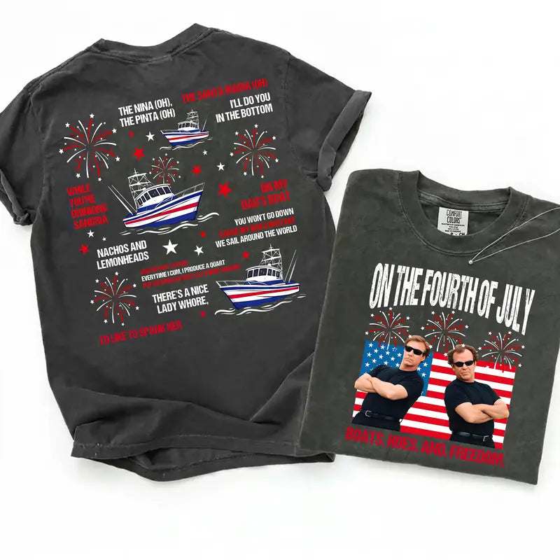 Step Brothers Boats N Hoes On The Fourth Of July Funny Patriotic Tee