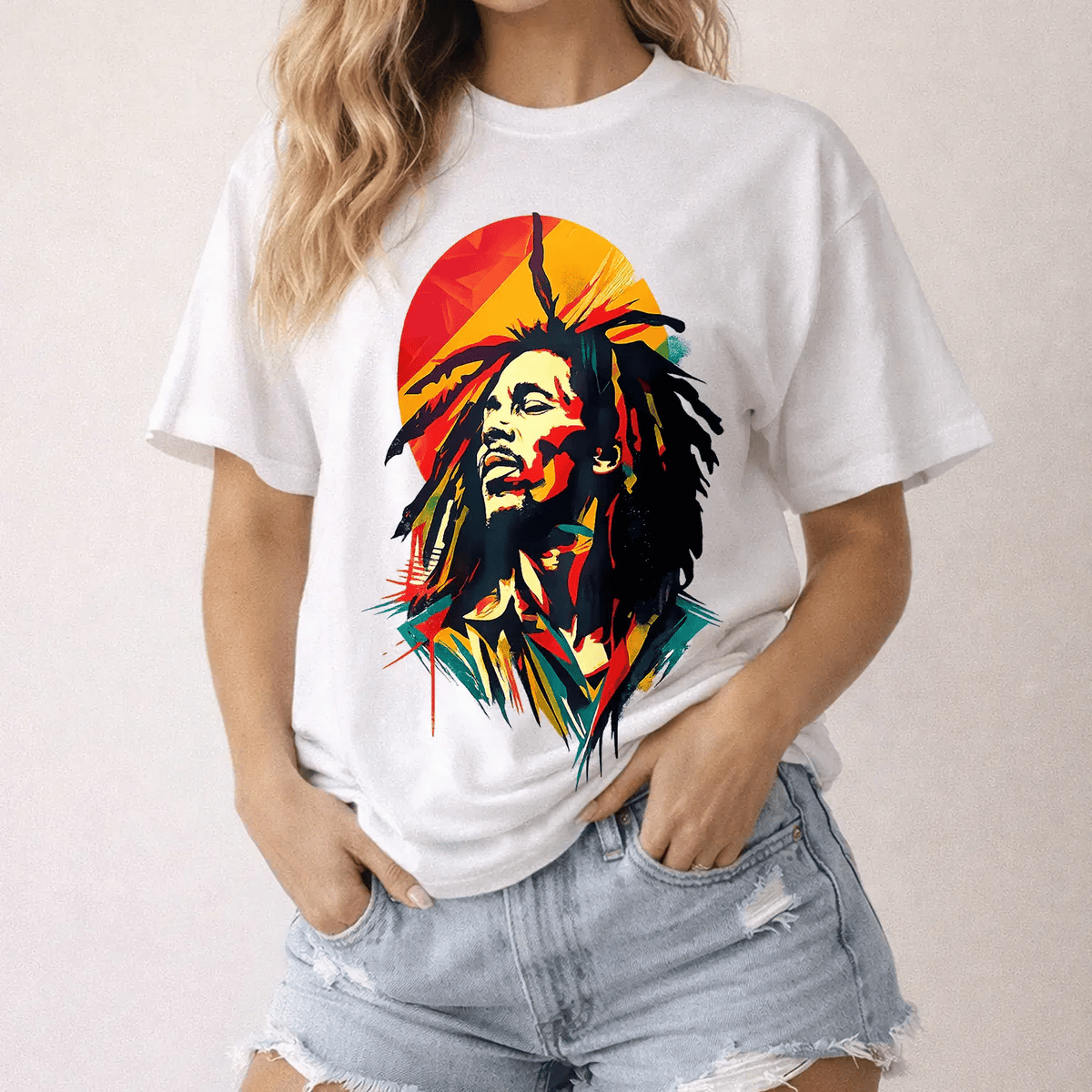 🔥[LIMITED TIME FREE SHIPPING] Eternal Soul: Bob Marley Tribute Vibrant Pop-Art Tee