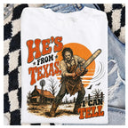 Vintage Retro "He's From Texas, I Can Tell" Horror Movie T-Shirt