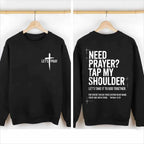 Be The Light: "Need Prayer?" Matthew 18:20 Double-Sided Faith Graphic Top