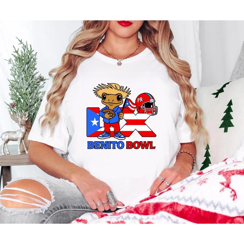 Benito Bowl Bunny Shirt – Funny Holiday Print + Football Touch Down.