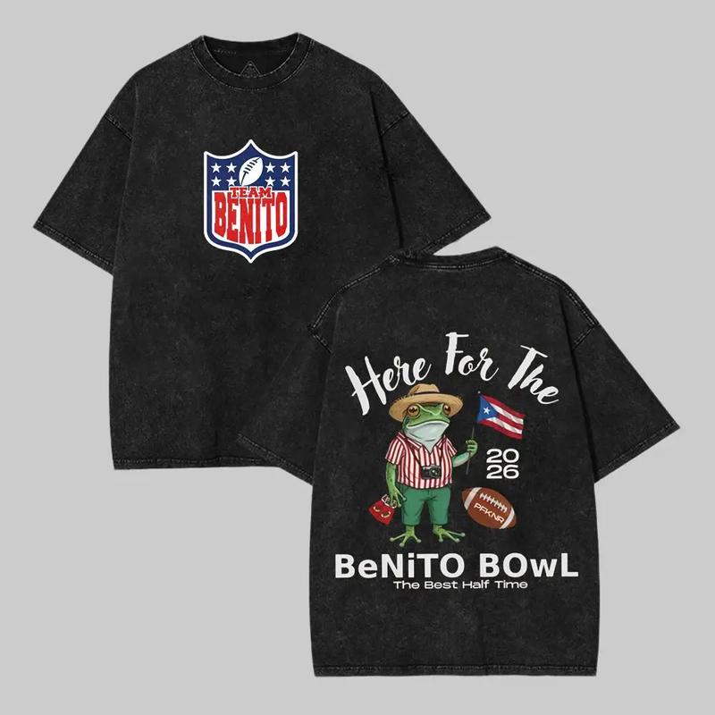 2026 Benito Bowl Retro Pattern T-Shirt, Benito Team Uniform, made for the Benito Bowl, the best halftime T-shirt.