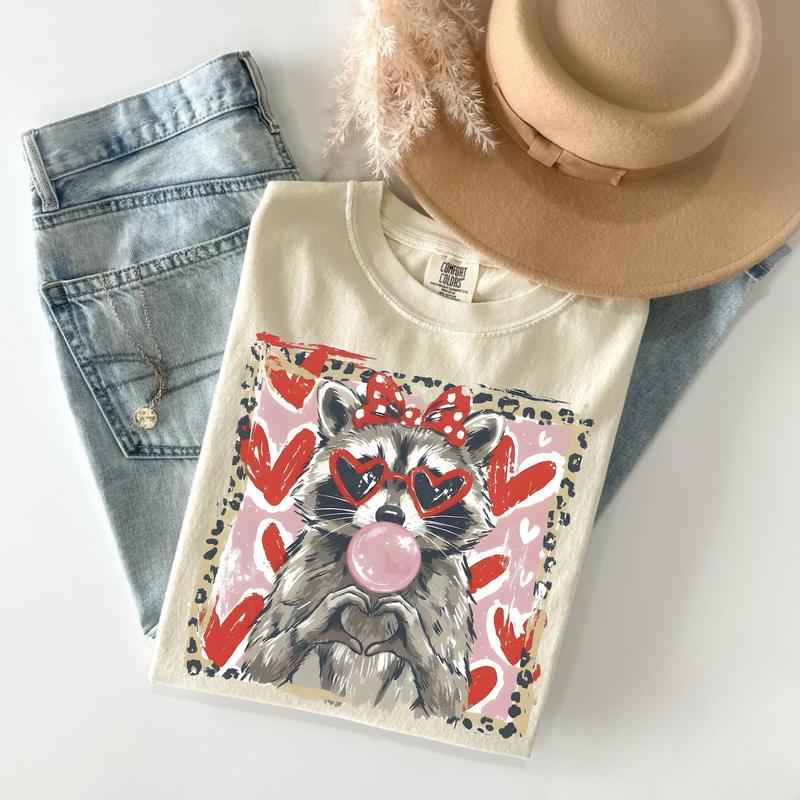 Raccoon T-shirt, Cute Raccoon Love Tee, Trendy Animal Valentine Gift