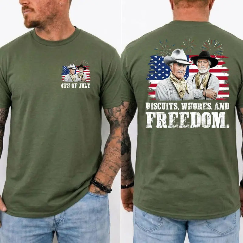 Patriotic Humor: 4th of July Western Cowboy T-Shirt Apparel