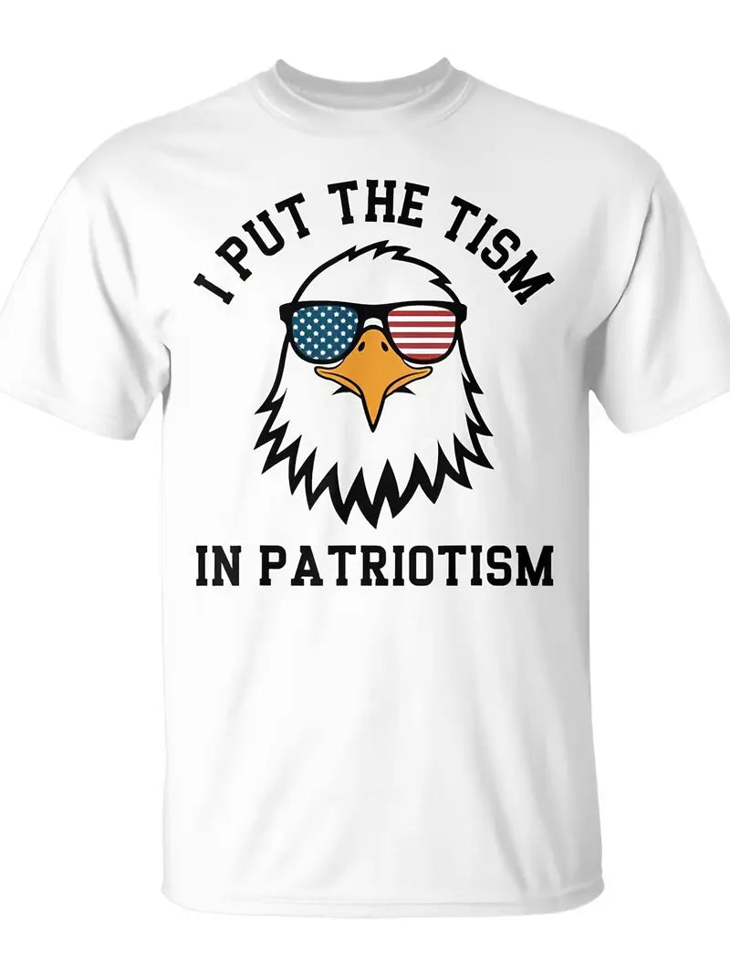 I Put The Tism In Patriotism Funny Autistic Eagle Fourth Of July Tee