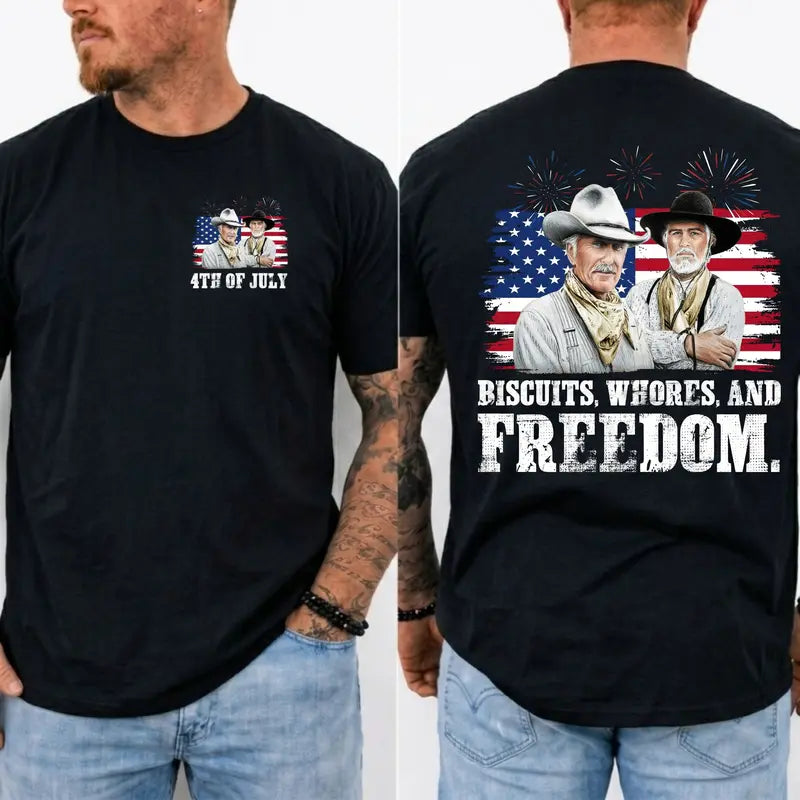 Patriotic Humor: 4th of July Western Cowboy T-Shirt Apparel